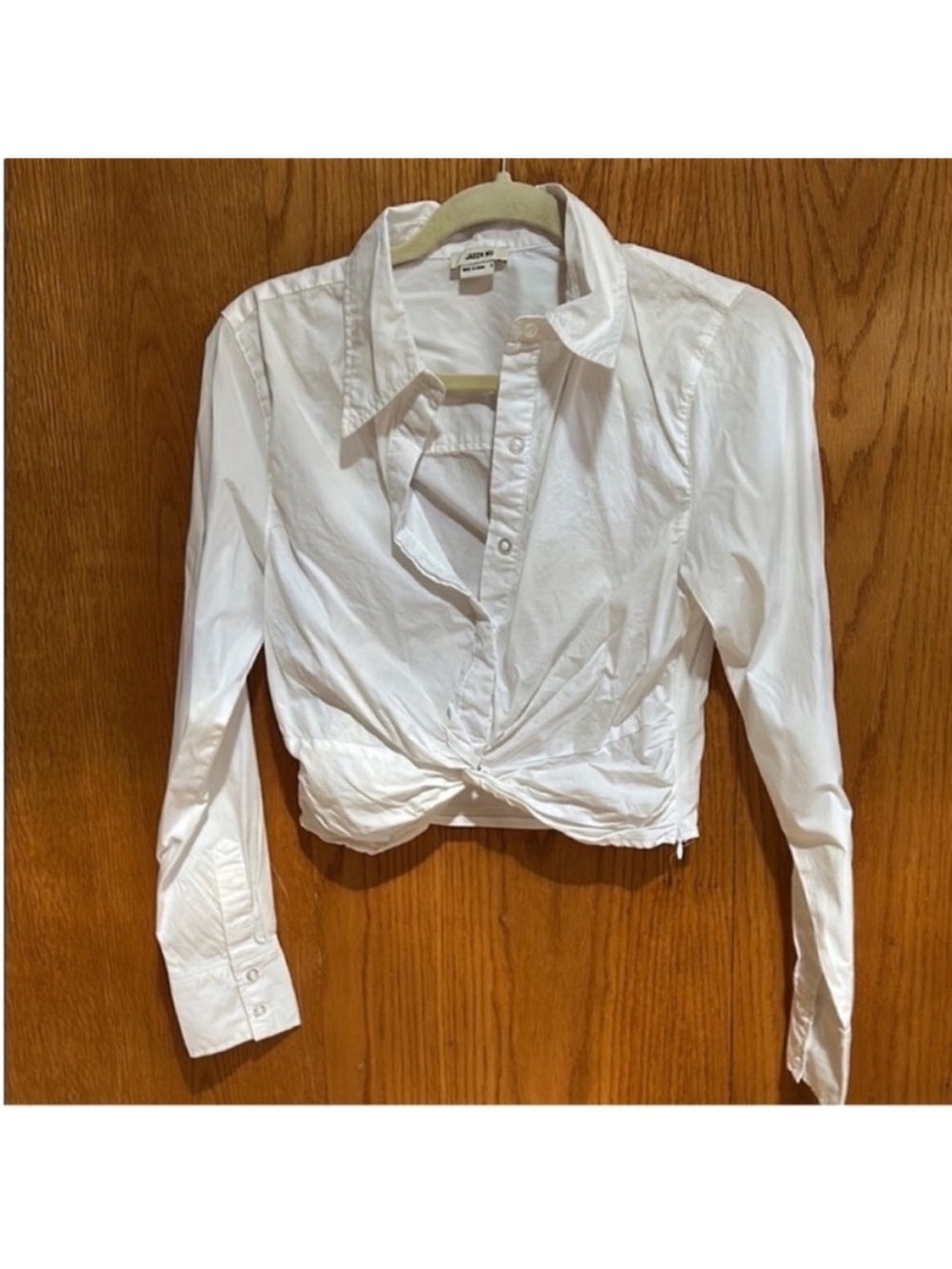 Jason Wu White Cropped Button-Down Twist Front Shirt